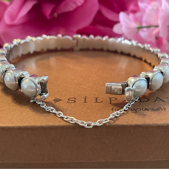 Silpada Pearl SUNKEN TREASURE Bangle Hinged Clasp Bracelet B2909 - Picture 8 of 17